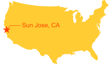 アメリカにおけるカリフォルニア州サンノゼの位置