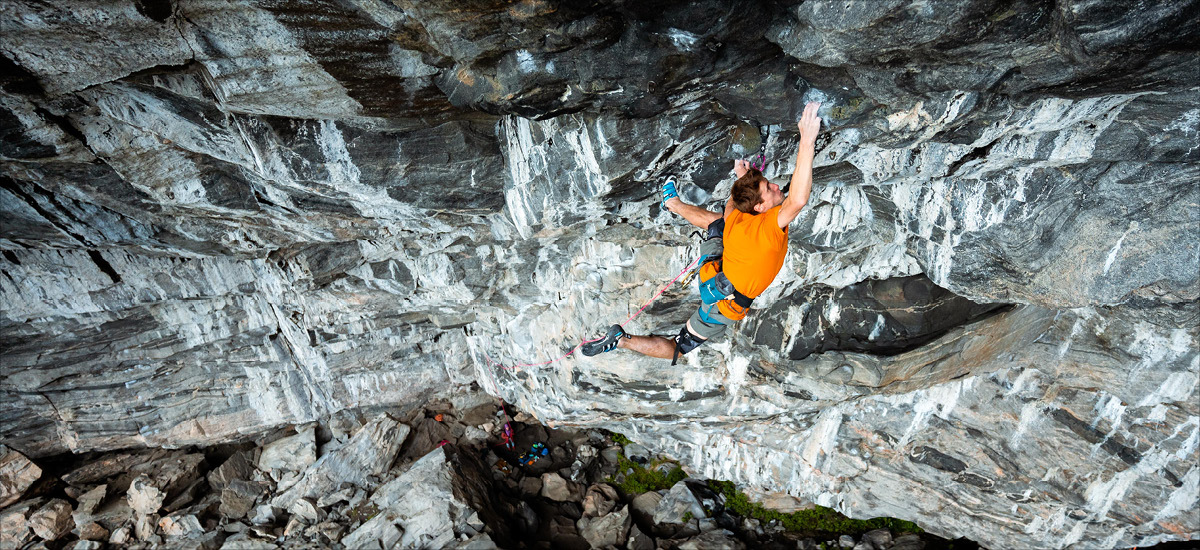 BD Athlete Seb Bouin on Iron Curtain. Flatanger, Norway. Photo: Marco Müller