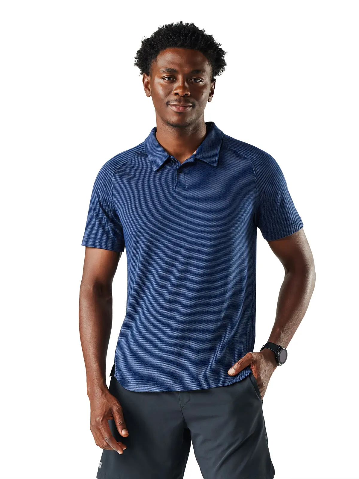 メンズ アクティブメッシュ ポロ ナイトフォールブルー/ディープネイビー S