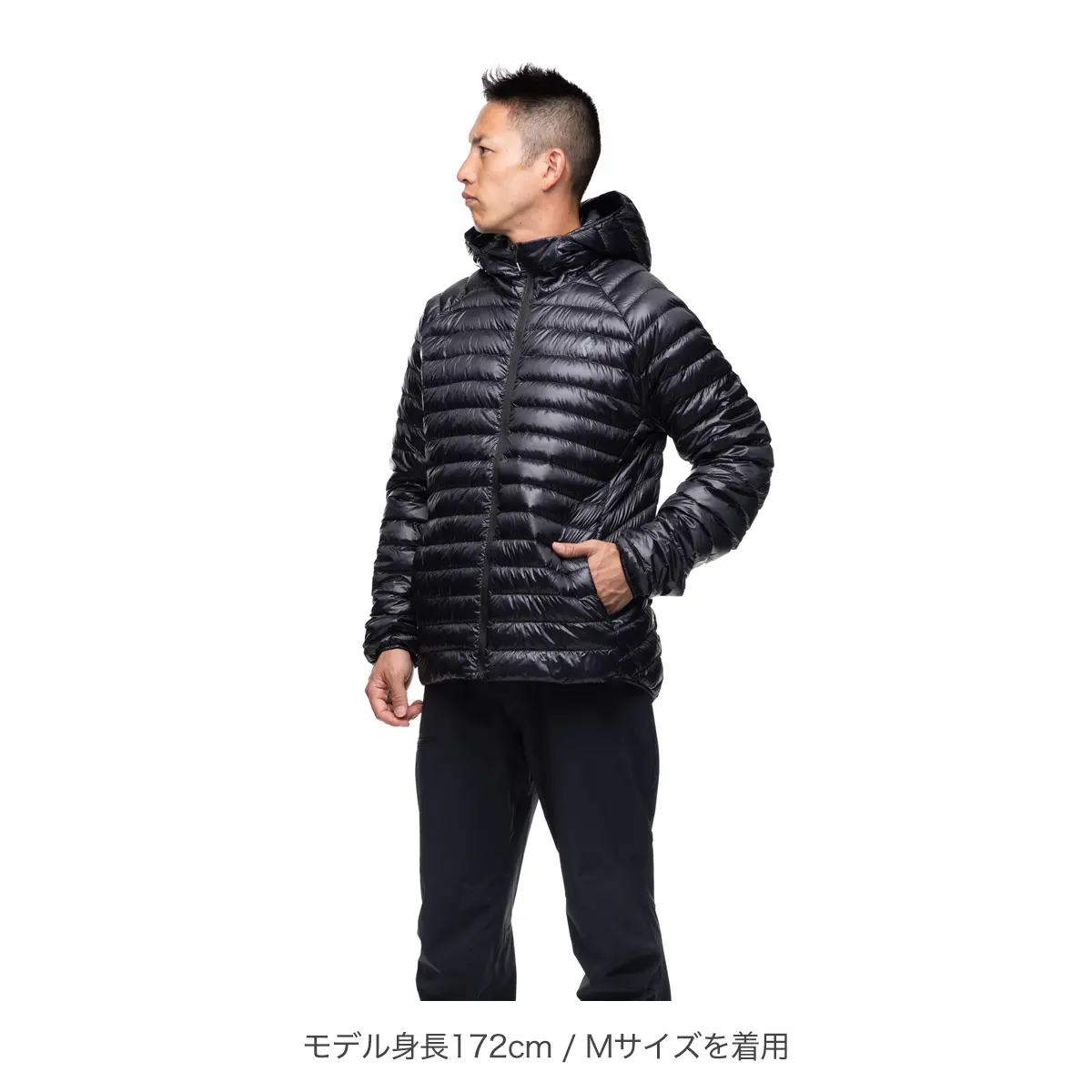 メンズ ディプロイダウン0.5フルジップフーディー(S ブラック