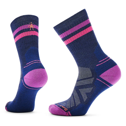 【OUTLET】ウィメンズ ハイク ライトクッション チューブストライプクルー (ディープネイビー/パワーピンク S)